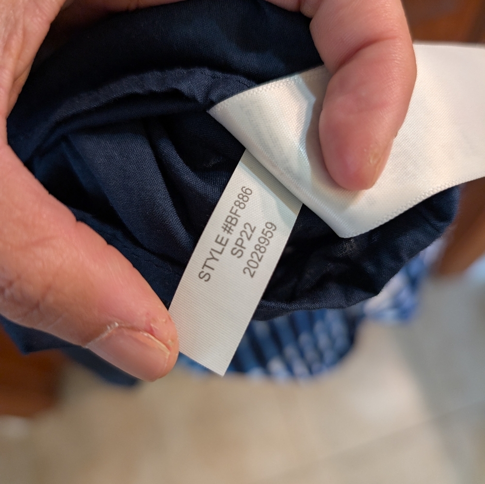 J Crew Factory Tie Dye Blue White Tiered Midi Dress 100% Cotton Pocket Sz 6 Belt - Picture 12 of 16
